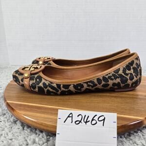 Tory Burch Aaden Leopard Print Leather Casual Daily Ballet Flat Womens 9.5 M